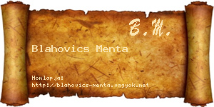 Blahovics Menta névjegykártya